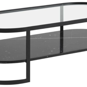 Noville/Elki Sofabord, Oval 121 x 56 cm. m/glas