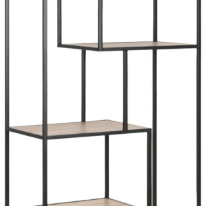 Seaford Bogreol med 4 hylder. Sort Stel med Lyst træ - look på hylder