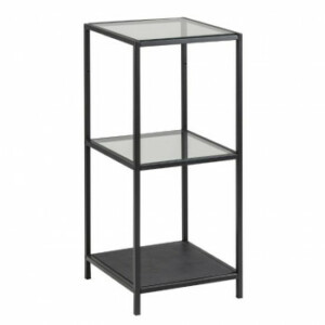 Seaford Reol 2 hylder m/glas - sort