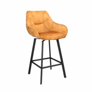 Olivia Barstol - Cognac Stof m/sort metal stel *RESTPARTI*