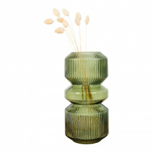 Vase i grøn glas Ø12x24,5cm