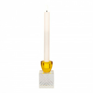 Lysestage i rav/klart glas 6x6x10cm