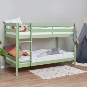 Hoppekids ECO Comfort køjeseng 90x200 cm, Pale Green. Inkl. Lamelbund