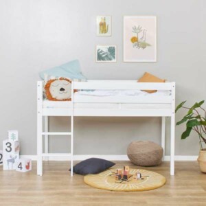 Hoppekids ECO Comfort halvhøj seng 70x160 cm, Hvid