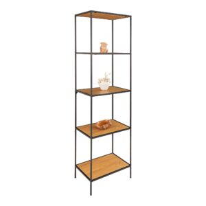 Vita Reol m/5 hylder i egetræ Look, sort stel. (Smal)