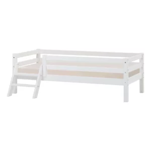 Hoppekids Juniorseng 70x160cm, ECO Dream med Stige og Sengehest, Hvid