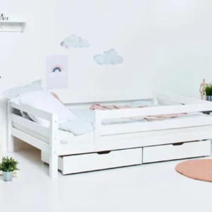 Hoppekids ECO Luxury Juniorseng med 3/4 sengehest 120x200 cm, Hvid