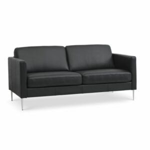 Ask Sofa 2,5 pers. Sort Semi-anilin læder, Alu Brush Ben