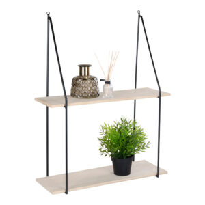 Haag hylde, 2 træhylder og sort stel 55x21 cm