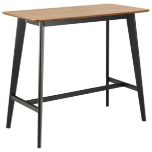 Roxby rektangulær barbord, Top eg Acryl lak egefiner, Stel mat sort Acryl lak gummitræ.