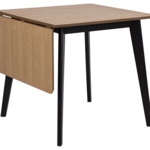 Roxby Klapbord. Sort stel, egetræ laminat top. 80x80/120 cm.