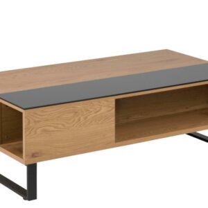 Azalea Sofabord m/opbevaring Eg/Sort glas
