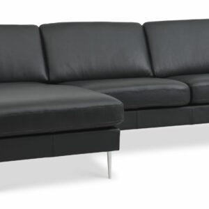Ask set 51 3D, Sort semianilin Læder m/vendbar chaiselong Krom stålben