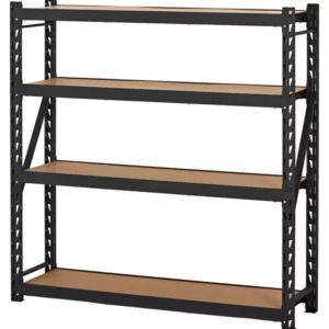 Stålreol m/4 hylder, Sort (600 KG. pr. hylde)