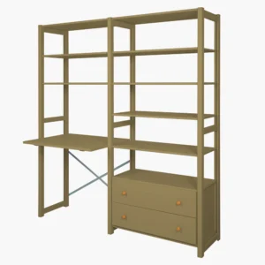 Agger stigereol - Olive, med skrivebord, 2skuffer D: 30cm