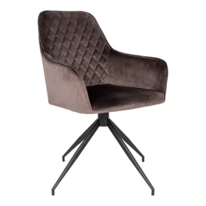 Harbo Spisebordsstol i velour med Drejefod, mushroom med sorte ben, HN1208