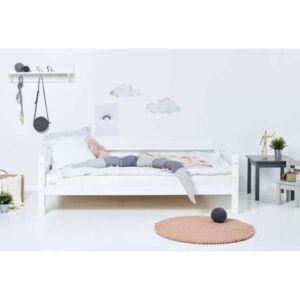 Hoppekids ECO Luxury Juniorseng med ryglæn 120x200cm, Hvid. INKL. taurus madras