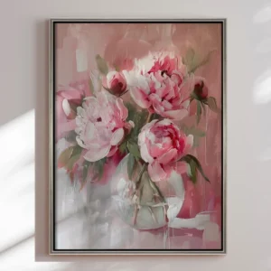 Håndlavet maleri med ramme - Roses - Mixed media 90x120cm