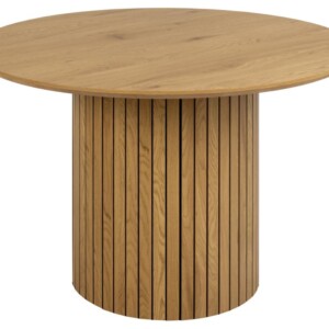 Yale  rund spisebord, Top og søjle Stel mat vild eg ru melamin, med lamel front, Ø120x75 cm