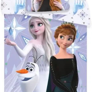 Frost Junior sengetøj 100x140 cm - Frost 2 Anna og Elsa sengesæt - 2 i 1 design - 100% bomuld