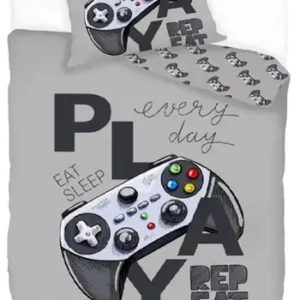 Playstation sengetøj - 140x200 cm - Playstation controller - Dynebetræk med 2 i 1 design - Sengesæt i 100% bomuld
