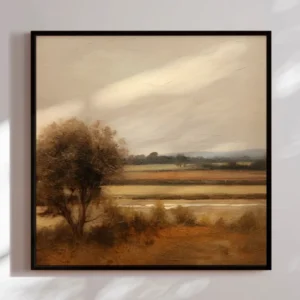 Håndlavet maleri med sort ramme - Romantic Field I - Mixed media 100x100cm