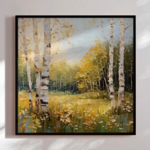 Håndlavet maleri med sort ramme - Early Morning - Mixed media 100x100cm