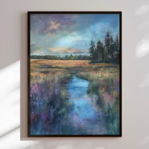 Håndlavet maleri med sort ramme - Unforgettable Summer - Mixed media 90x120cm