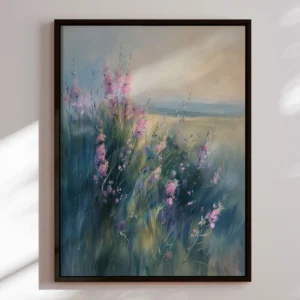 Håndlavet maleri med ramme - Delicate Bloom - Mixed media 90x120cm