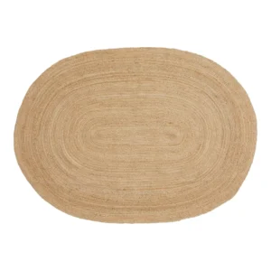 Bombay Tæppe, flettet jute, natur, oval, 140x200 cm