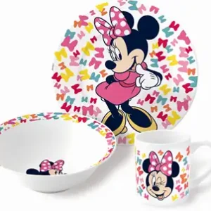 Minnie børneservice i keramik - Spisesæt i 3 dele til børn - Disney Minnie Mouse