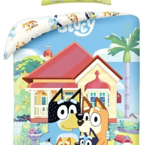 Bluey sengetøj - 100% Blødt bomuld - 140x200 cm - Dynebetræk med 2 i 1 design - 100% bomuld sengesæt