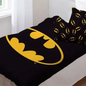 Batman sengetøj - 140x200 cm - Stort Batman logo - Vendbar dynebetræk - 100% bomulds sengesæt