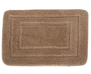 Bademåtte - 60x40 cm - Sandfarvet - Blød bademåtte med skridsikkert underlag