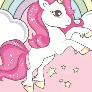 Håndklæde med enhjørning motiv - 70x140 cm - Unicorn badehåndklæde - 100% Bomuld