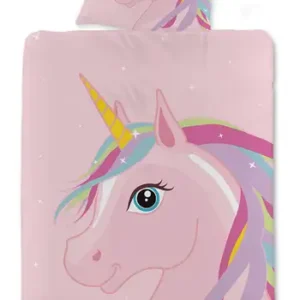 Børnesengetøj Unicorn - 140x200 cm - Regnbue enhjørning - Sengesæt i 100% bomuld