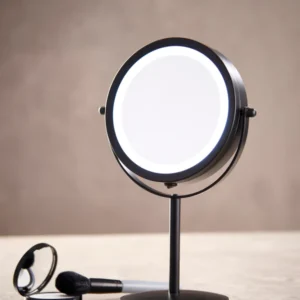 Makeup spejl m/LED lys, Ø 17,5 H 33cm