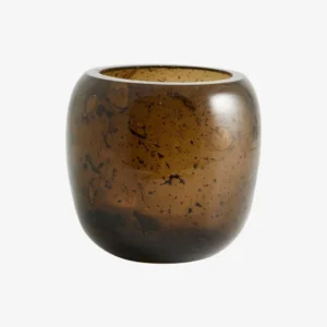 THEO fyrfadsstage i glas, brun