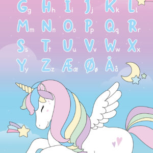 Børne Plakat - ABC Unicorn A3 (G3)