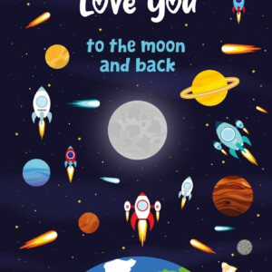 Børne plakat - Love you to the moon and back A3 (E3)