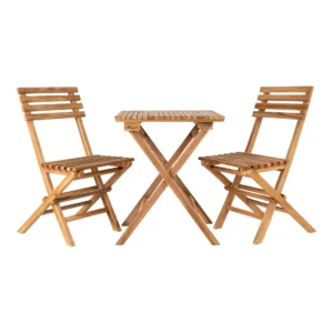 Cuenca Cafésæt, stol og bord, teak, natur **UDSTILLINGSMODEL MED KUN 1 STOL**
