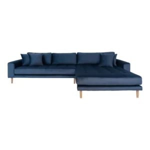 Lido Lounge Sofa - Velour mørkeblå højrevendt