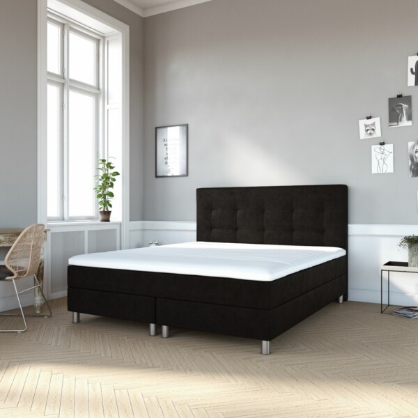 Karma Classic Kontinentalseng 180x200 cm. Antracit Betræk m/40 mm. Latex Topmadras og Sengeben Fast/x-fast (2025)