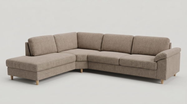 Construct 2 Korr. Favorit 2, m/45gr hjørne, hvilemodul til venstre. Skyland grey/brown. Med Posefjedre i sæde
