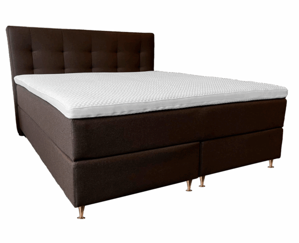 Dama Kontinentalseng. 210x210cm, fast. Dark brown, 3D Bamboo latex 60mm topmadras, open ben mat sort 12cm
