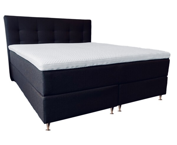 Dama Kontinentalseng. 160x200cm, fast. Dark blue, 3D Bamboo 60mm topmadras, open ben mat sort 12cm **(UDEN GAVL) **