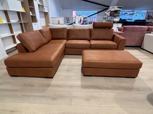 Think hjornesofa, 160cm m/ hvilemodul til venstre, kentucky cognac.