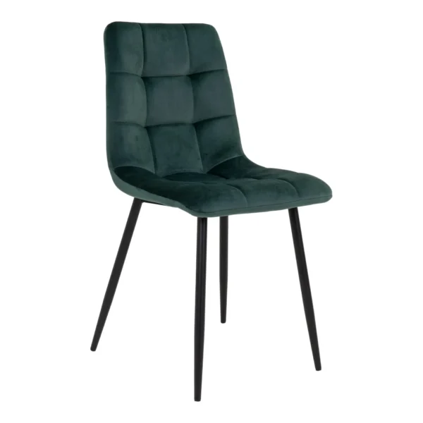 Middelfart Spisebordsstol, velour, mørkegrøn, sorte ben, HN1006