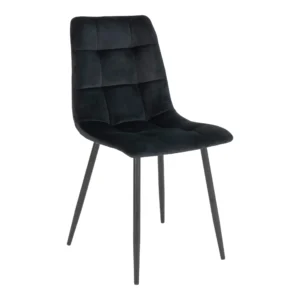Middelfart Spisebordsstol, velour, sort, sorte ben, HN1207