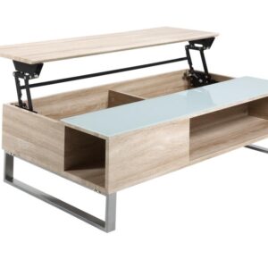 Azalea Sofabord m/opbevaring Hvid-eg/Hvidt glas